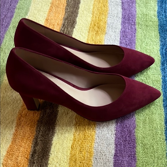Cole Haan Purple Heels Sleek Suede Design - Picture 2 of 4